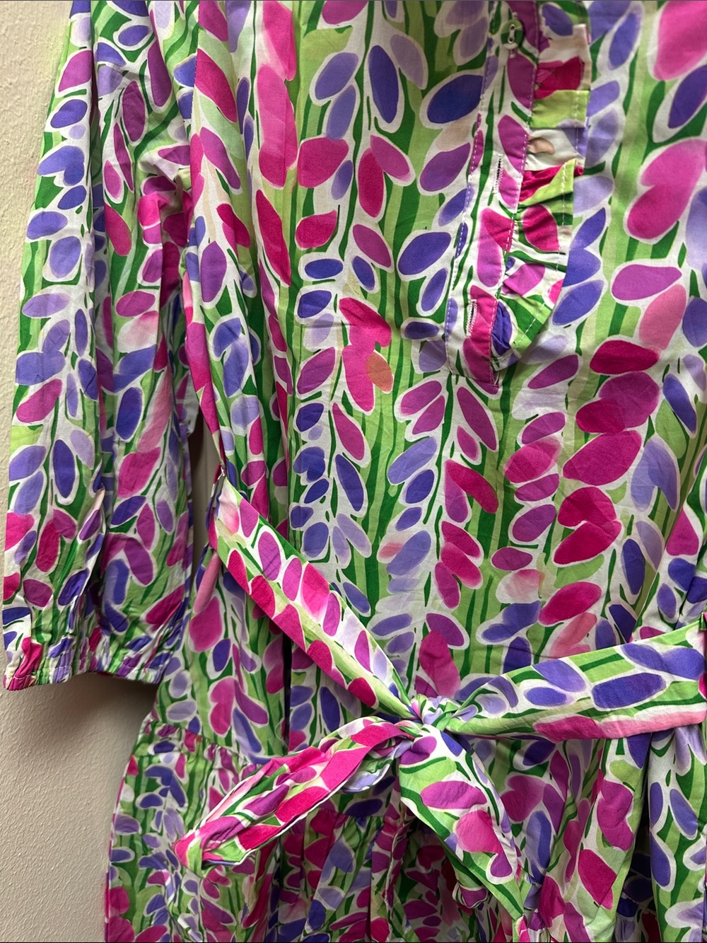 JODIFL Pink Purple Green Floral Print Belted Dress - Picture 4 of 8